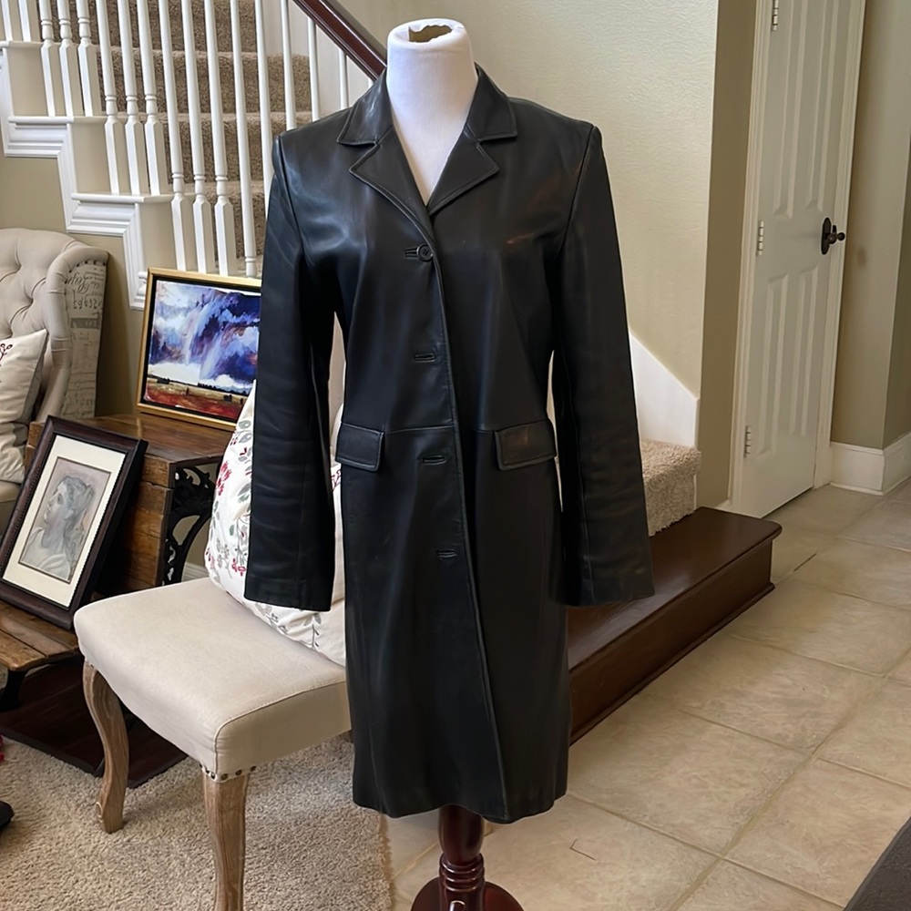 Ann Taylor black leather coat